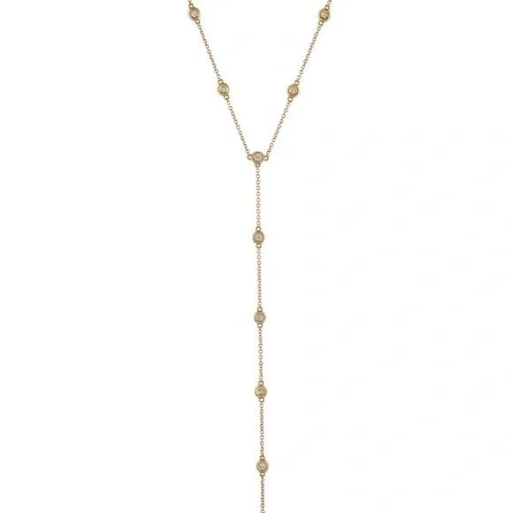 Shy Creation 14k Lavaliere Necklace Yellow Gold, Diamonds - Picture 3 of 5